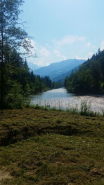 Scenic view of lake against sky