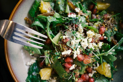 Fresh vegetable mixed salad, beautiful healthy fusion food