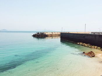 Scenic view of sea against clear sky