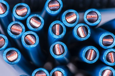 Cross section of electrical copper wire close-up