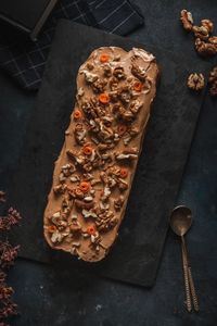 High angle view of ice cream on table