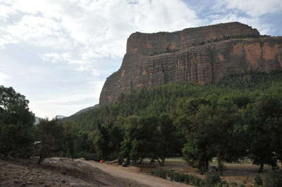 View of rock formations on landscape against sky