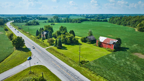 High angle view of landscape against sky