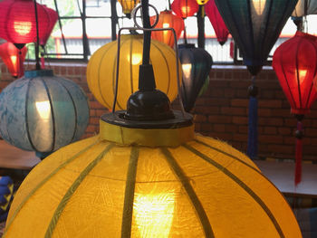 Close-up of illuminated lantern