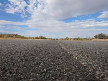 Surface level of road against sky