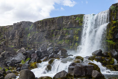 Scenic view of waterfall