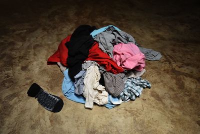 Pile of clothes on floor