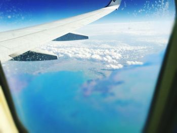 Aerial view of landscape seen from airplane window