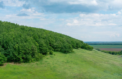 Scenic view of land against sky