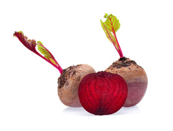 Close-up of strawberry against white background