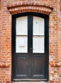 Closed door of building