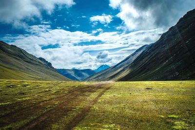 Scenic view of mountains against sky