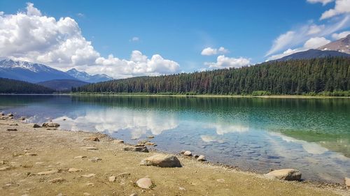Scenic view of lake against sky