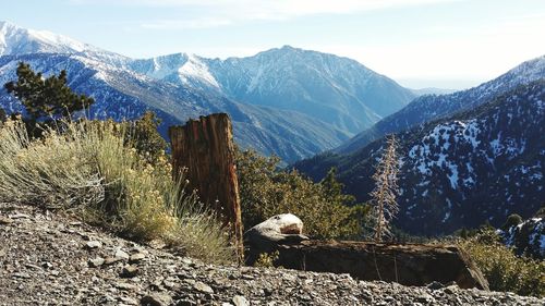 Scenic view of mountains against sky