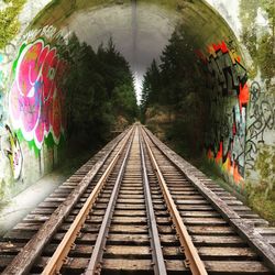 Railroad tracks in tunnel