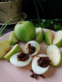 Close-up of apples on table