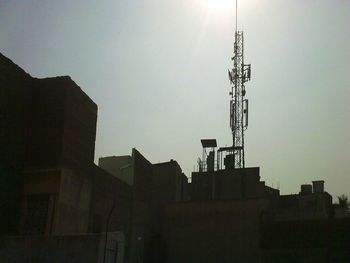 Low angle view of building at sunset