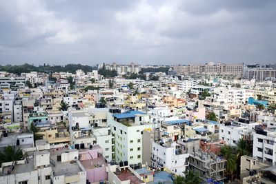 High angle view of townscape against sky