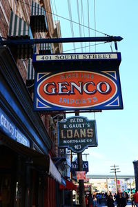 Low angle view of information sign