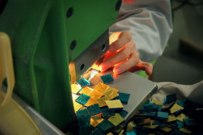 Close-up of cutting machine