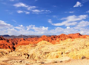 Scenic view of mountains against cloudy sky