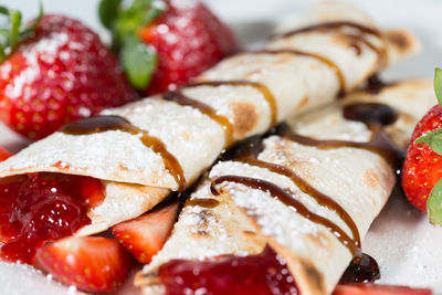 Close-up of strawberries in plate