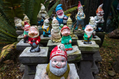 Close up of multi colored toys