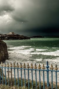 Scenic view of sea against cloudy sky