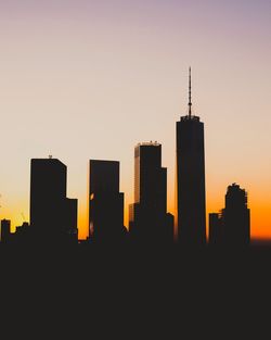 Silhouette of buildings against sky during sunset