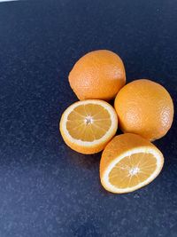 High angle view of orange on table