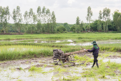 Man and woman on field