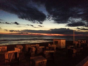 Scenic view of sea against sky at sunset