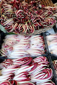 High angle view of vegetables for sale in market