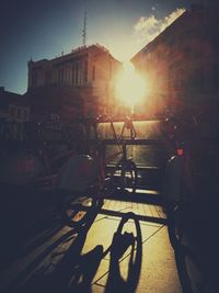 Sun shining over city