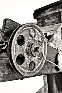 Close-up of old rusty wheel