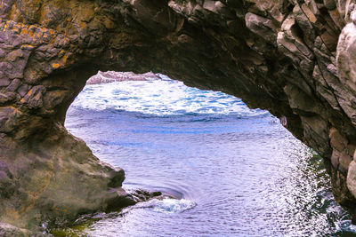 High angle view of rock formation in water