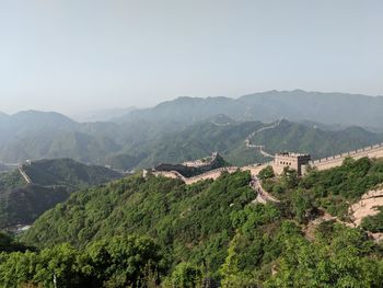 Panoramic view of mountain range against sky