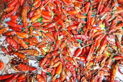 Full frame shot of red chili peppers