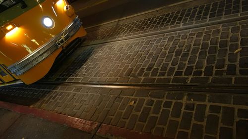 Illuminated street lights at night