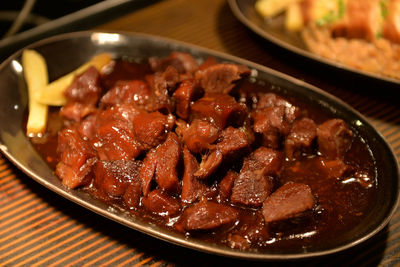 Close-up of food on table