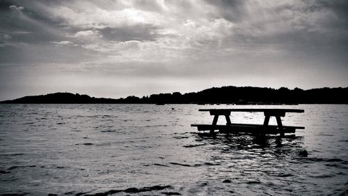 Scenic view of sea against cloudy sky