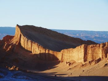 Scenic view of desert against clear sky