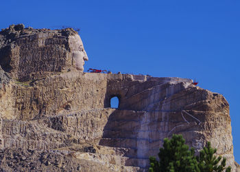 Low angle view of old ruins against blue sky