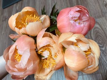 High angle view of rose bouquet