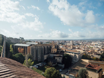 High angle view of townscape against sky