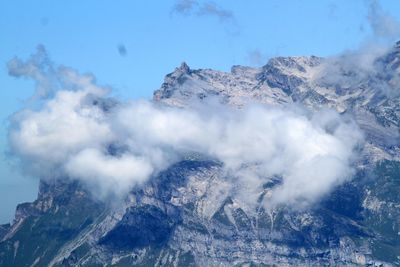 Majestic view of volcanic mountain against sky