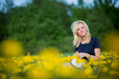 Portrait of woman on flower