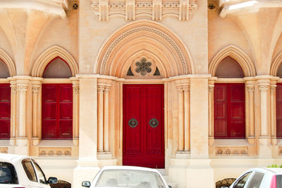 Closed door of historic building