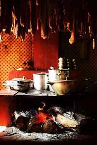 Close-up of preparing food on table
