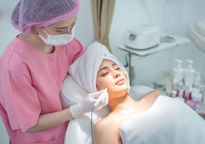 Midsection of woman working